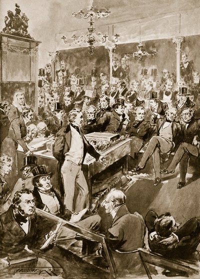 Sir Robert Peel in the House, 1846, illustration from 
