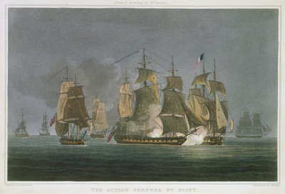 The Action Renewed by Night, off Madagascar, 20th May, 1811, engraved by J. Bailey for 