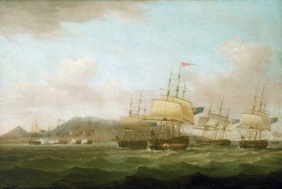 The capture of Saint Paul, near Bourbon Island (now Reunion Island) by the British fleet, September 21 by Thomas Whitcombe