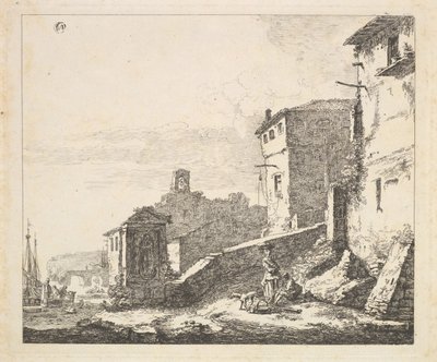 Village Scene with Woman Standing Beside a Seated Man, 17th century by Thomas Wijck