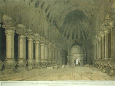 Interior of an Excavated Hindu Temple on the Island of Salsette, plate 63 from 