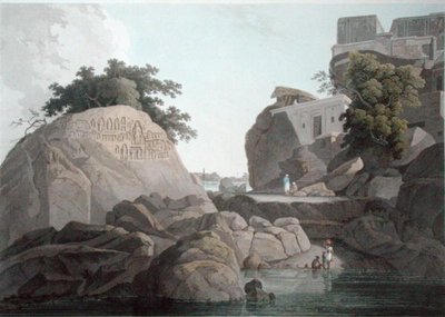 South East View of the Fakeers Rock on the River Ganges, near Sultaungunge, plate X from 