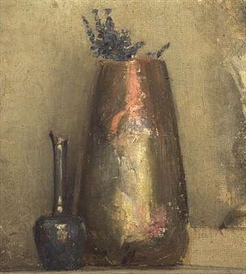 Still Life of Two Vases on a Shelf by Thomas William Roberts