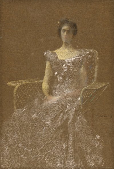 Lady in Rattan Armchair by Thomas Wilmer Dewing