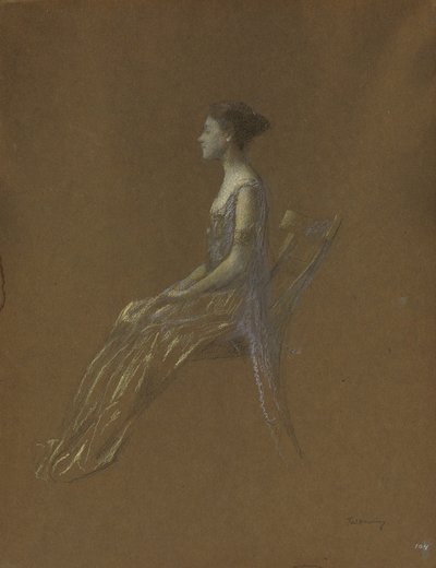 Seated Lady in a Yellow Dress by Thomas Wilmer Dewing