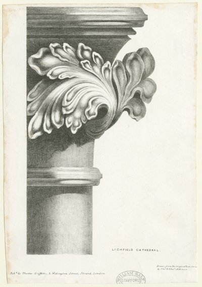 Interior of Lichfield Cathedral - Carved foliage by Thomas Witlam Atkinson