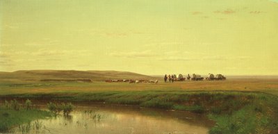 A Wagon Train on the Plains by Thomas Worthington Whittredge