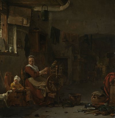 Peasant Woman Spinning by Thomas Wyck