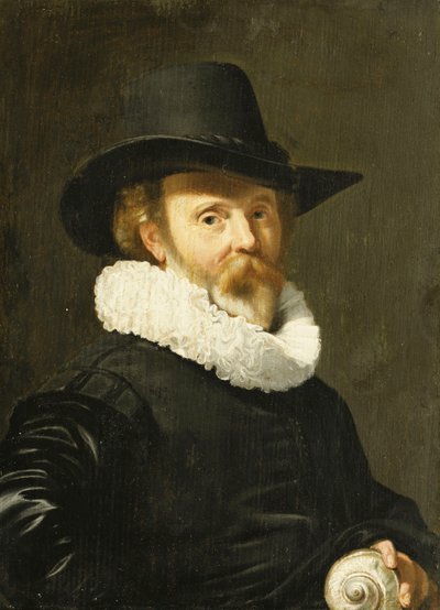 A Conchologist Holding a Nautilus Shell by Thomas de Keyser