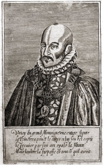 Portrait of Michel de Montaigne, French writer. Engraving by Thomas de Leu. by Thomas de Leu