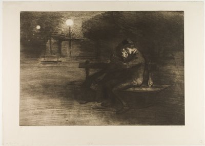 Lovers on a Bench by Théophile Alexandre Pierre Steinlen