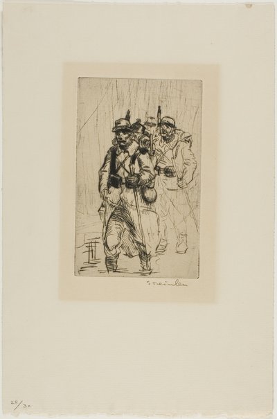 Three Soldiers Walking by Théophile Alexandre Pierre Steinlen