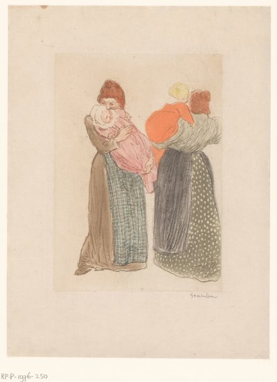 Two mothers with children by Théophile Alexandre Steinlen (signed by artist)