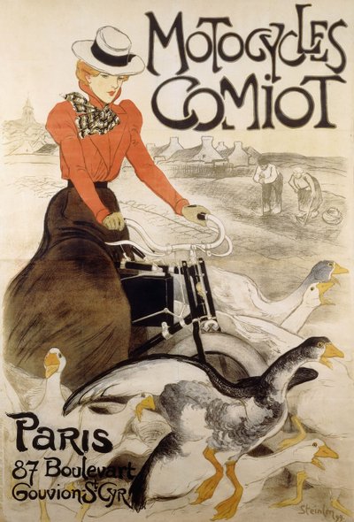 An advertising poster for Motorcycles Comiot by Théophile Alexandre Steinlen
