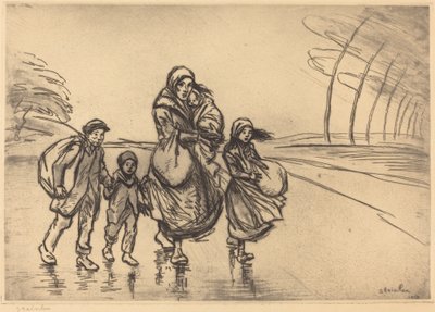 In the Rain: Mother and Children, 1915 by Théophile Alexandre Steinlen