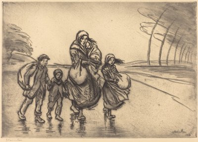 In the Rain: Mother and Children by Théophile Alexandre Steinlen