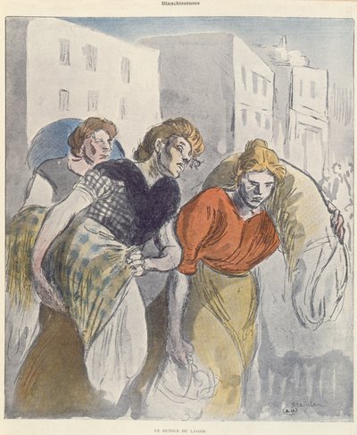 The Washerwomen Returning from the Wash House, late 19th century by Théophile Alexandre Steinlen