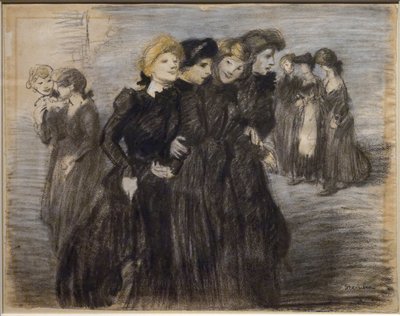 The exit of the midinettes by Théophile Alexandre Steinlen