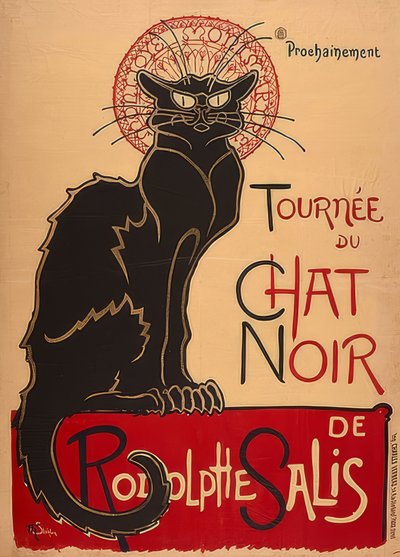 Tour of the Black Cat by Rodolphe Salis (1st Version). France 1896, Charles Vernaux, Paris by Théophile Alexandre Steinlen