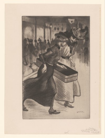 Two Women Walking on the Street by Théophile Alexandre Steinlen