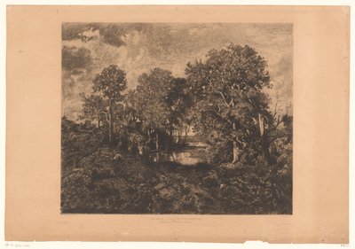 View of the Forest of Fontainebleau with a Figure by a Pond by Théophile Chauvel
