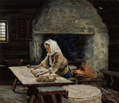 Baking Flat Bread by Thorvald Torgersen