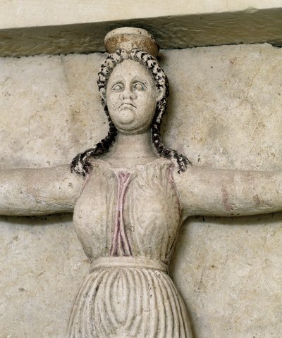 Thracian tomb of Sveshtari, detail of a statue of woman in Atlas, 3rd century BC by Thracian Thracian