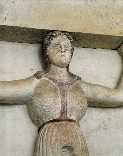 Thracian Tomb of Sveshtari, (detail) of a Statue of Woman in Atlas, 3rd century BC (stone sculpture) by Thracian Thracian