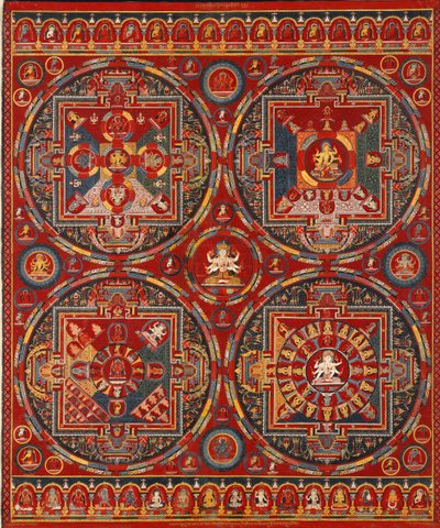 Sakya Order. Four Mandalas of the Vajravali Series Thangka by Tibetan culture