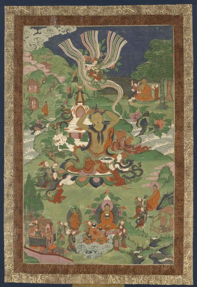 Thangka with Scenes from the Life of the Buddha by Tibetan culture.