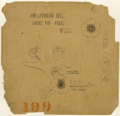 Ham and Pearling Design for Coffee Pot No. 6652 by Tiffany and Company