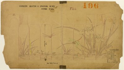Hammering, Mounting and Engraving Design for Pitcher No. 5051 by Tiffany and Company