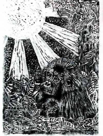 Jungle Gorilla Family by Tim Hoinkis