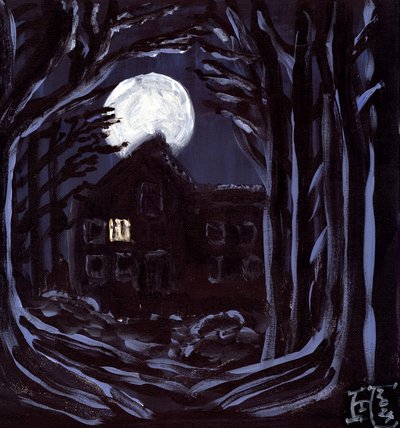 Moonlit Haunted House by Tim Hoinkis