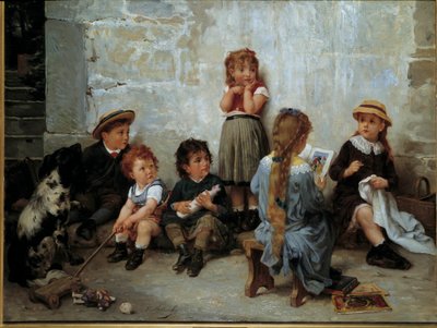 The Thrilling Passage: Children Listening to a Book by Timoleon Marie Lobrichon