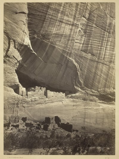 Ancient Ruins in the Canyon de Chelly, N.M., in a Niche 50 Feet Above Present Canyon Bed, 1873 by Timothy OSullivan