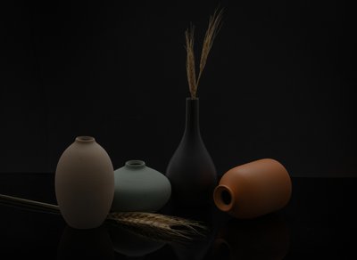 Earthy Vases and Wheat by Tina Reid