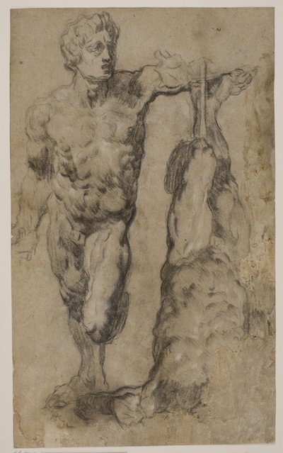 Two Studies of a Sculpture of a Male Figure by Tintoretto