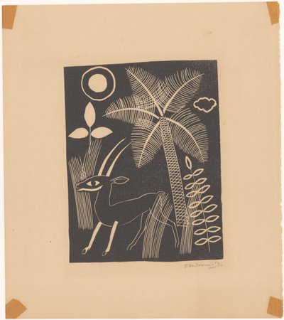 Deer with Palm Tree by Tinus van Doorn (signed by artist)