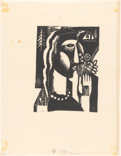 Woman with Flowers in Her Hand by Tinus van Doorn
