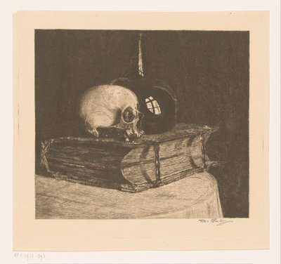 Still life with skull and Bible by Titia Heukers (signed by artist)
