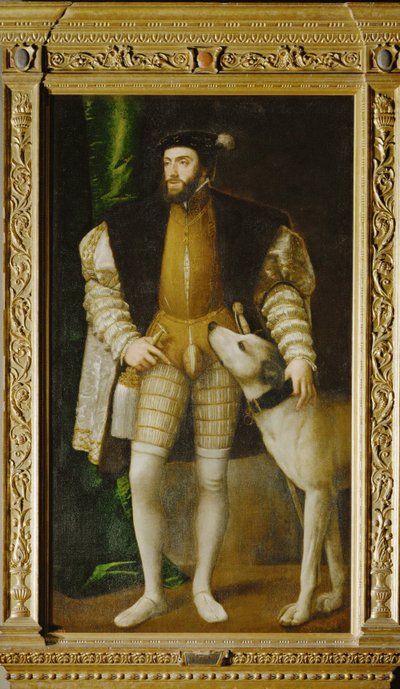 Emperor Charles V and Dog by Titian (c.1488-1576)
