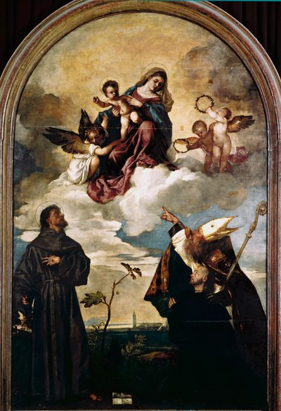 Madonna in Glory with Child, Saints Francis and Alvise, and the Donor Luigi Gozzi by Titian (c.1488 1576)