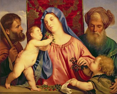 Madonna of the Cherries with Joseph, St. Zacharias and John the Baptist by Tiziano Vecelli