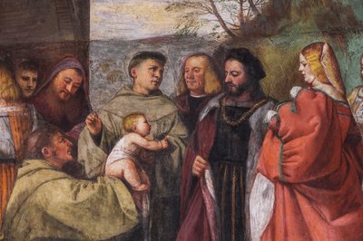 The Baby proclaiming the innocence of the Mother, the Northern wall, School of the Saint (detail) by Titian (c.1488 1576)