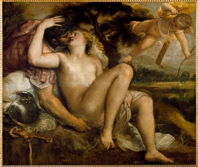 Venus, Mars and Amour by Titian (c.1488 1576) (workshop)