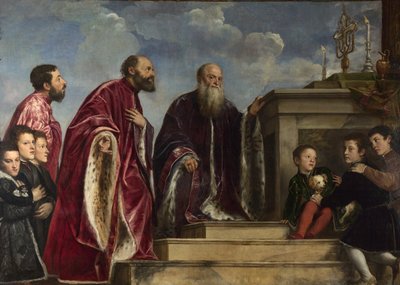 The Vendramin Family, Venerating a Relic of the True Cross by Tiziano Vecelli