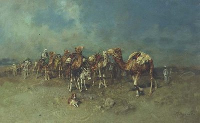 An Arab Caravan by Tito Pelliciotti