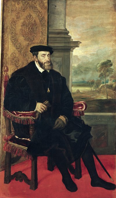Seated Portrait of Emperor Charles V by Tiziano Vecelli