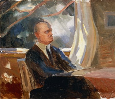 Portrait of the Finnish composer and violinist Jean Sibelius by Toivo Santeri Salokivi